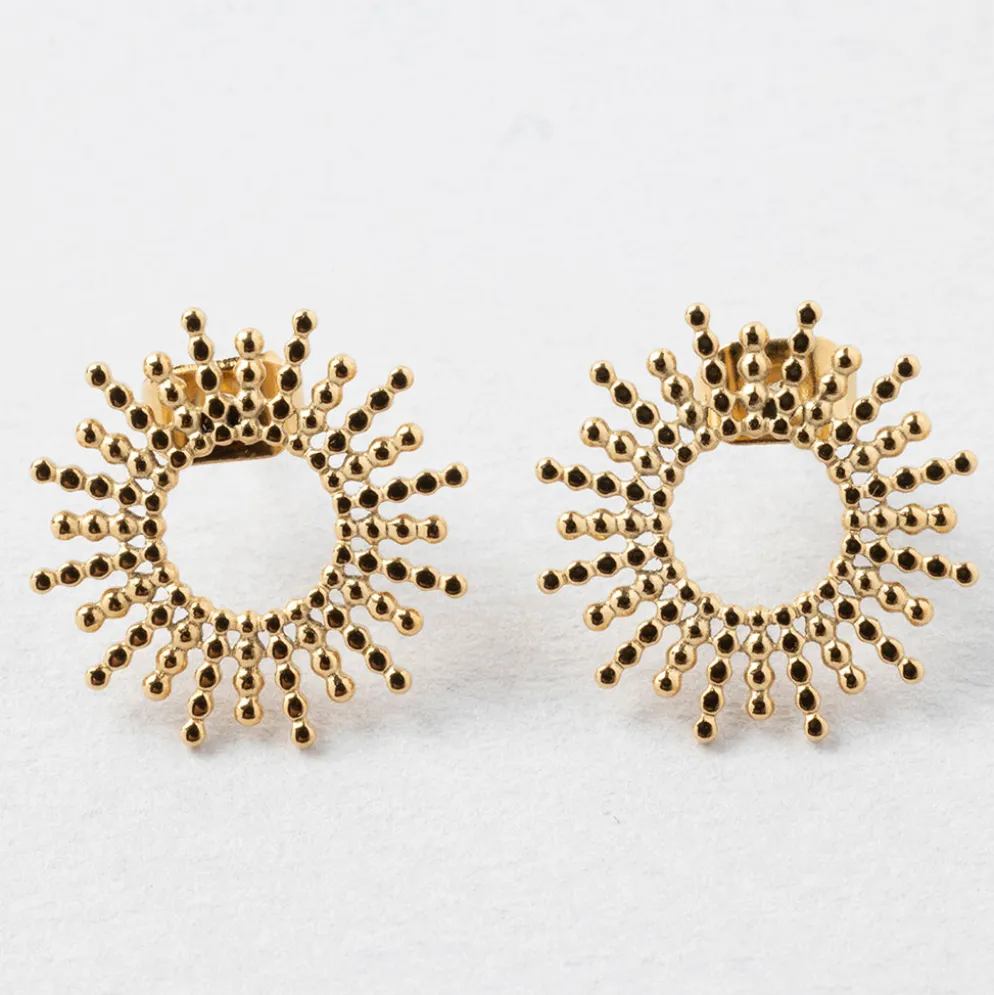 Lot de 2 boucles d'oreille soleil doré h10mm
