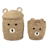 Lot de 2 corbeilles en jonc de mer naturel d31.5xh45cm - Famille