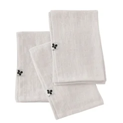 Lot de 3 serviettes en lin lavé craie 40x40cm - Soline