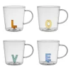 Lot de 4 tasses a thé love en verre multicolore 35cl - Colorea