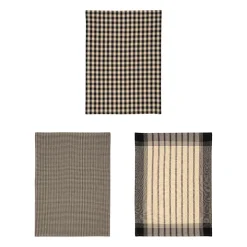 Lot de 3 torchons en coton noir 70x50cm - Campagne