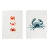 Lot de 2 torchons en coton blanc 50x70cm - Crustacé