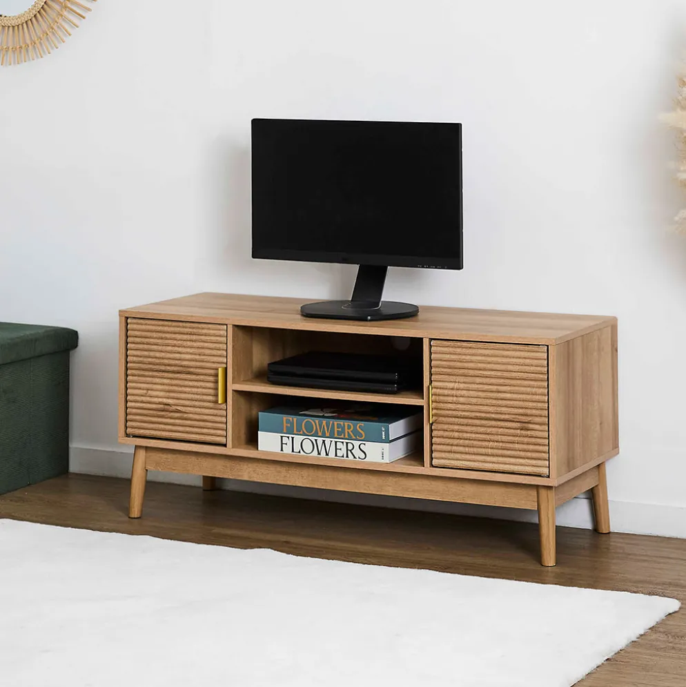 Meuble TV 2 portes en bois L110cm - Tiphaine