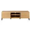 Meuble TV naturel en chêne 2 portes L150cm - Manny