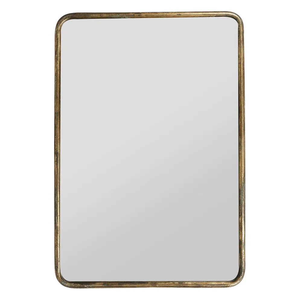 Miroir doré patiné en fer - Aziru