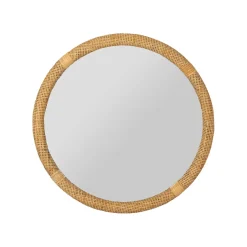 Miroir rond en rotin et sapin naturel d60cm - Tamba