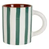 Mug en grès rayé émeraude et blanc 40cl - Alaria