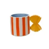 Mug pâte en dolomite rayé écru et orange