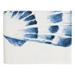 Nappe en coton enduit blanc et bleu 320x160cm - Bord De Mer