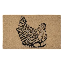 Paillasson poule en fibre de coco 73x43cm - Campagne