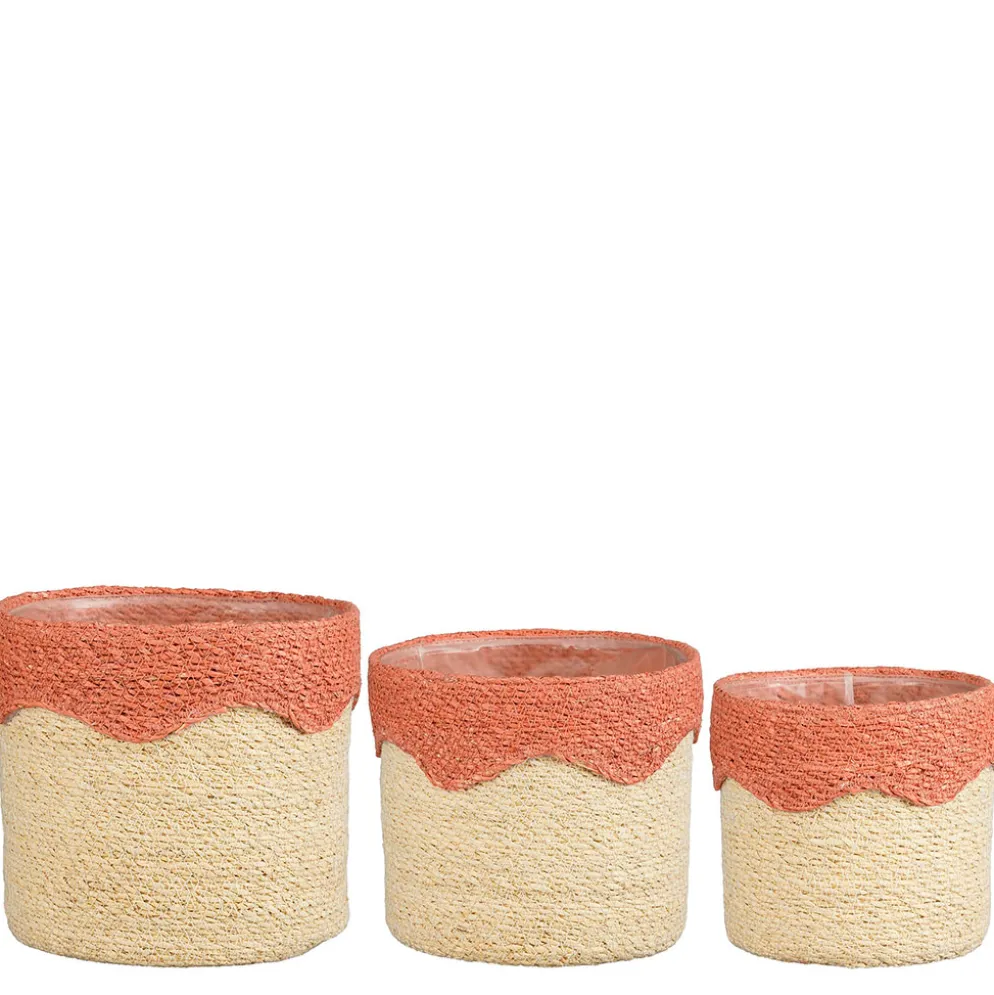 Paniers x3 en zostère naturel et rose - Fugo