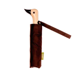 Parapluie compact manche tête de canard marron expresso