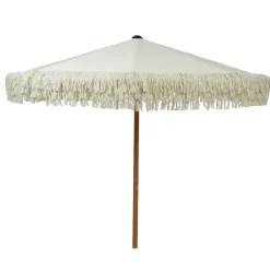Parasol avec frange en coton blanc d200xh214cm