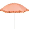 Parasol inclinable en acier et tissu à volants pêche d195xh238cm