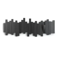 Patère murale 5 crochets rabattables noir