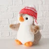 Peluche pingouin en tissu marron h22cm - Ava