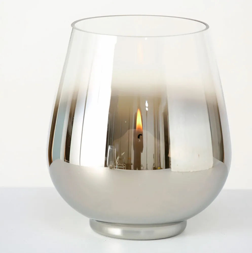 Photophore en verre argent h15cm - Grazia