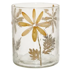 Photophore en verre beige et vert h13cm - Floraine