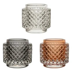Photophore x3 en verre multicolore d9cm - Prisca