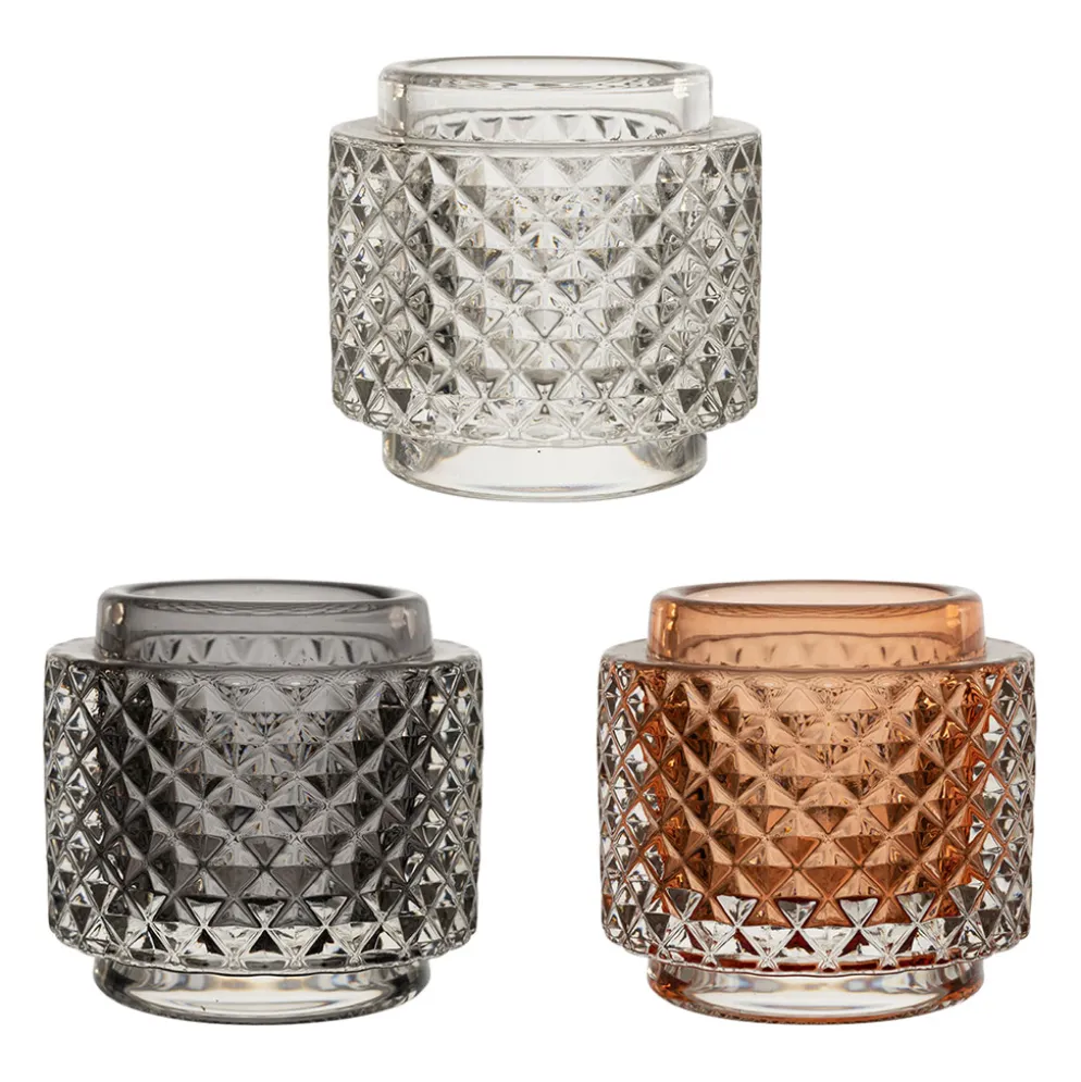 Photophore x3 en verre multicolore d9cm - Prisca
