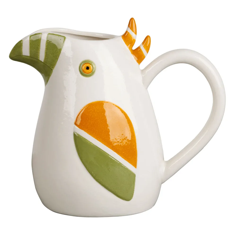 Pichets oiseaux en grès vert et moutarde 1.1L - Calao
