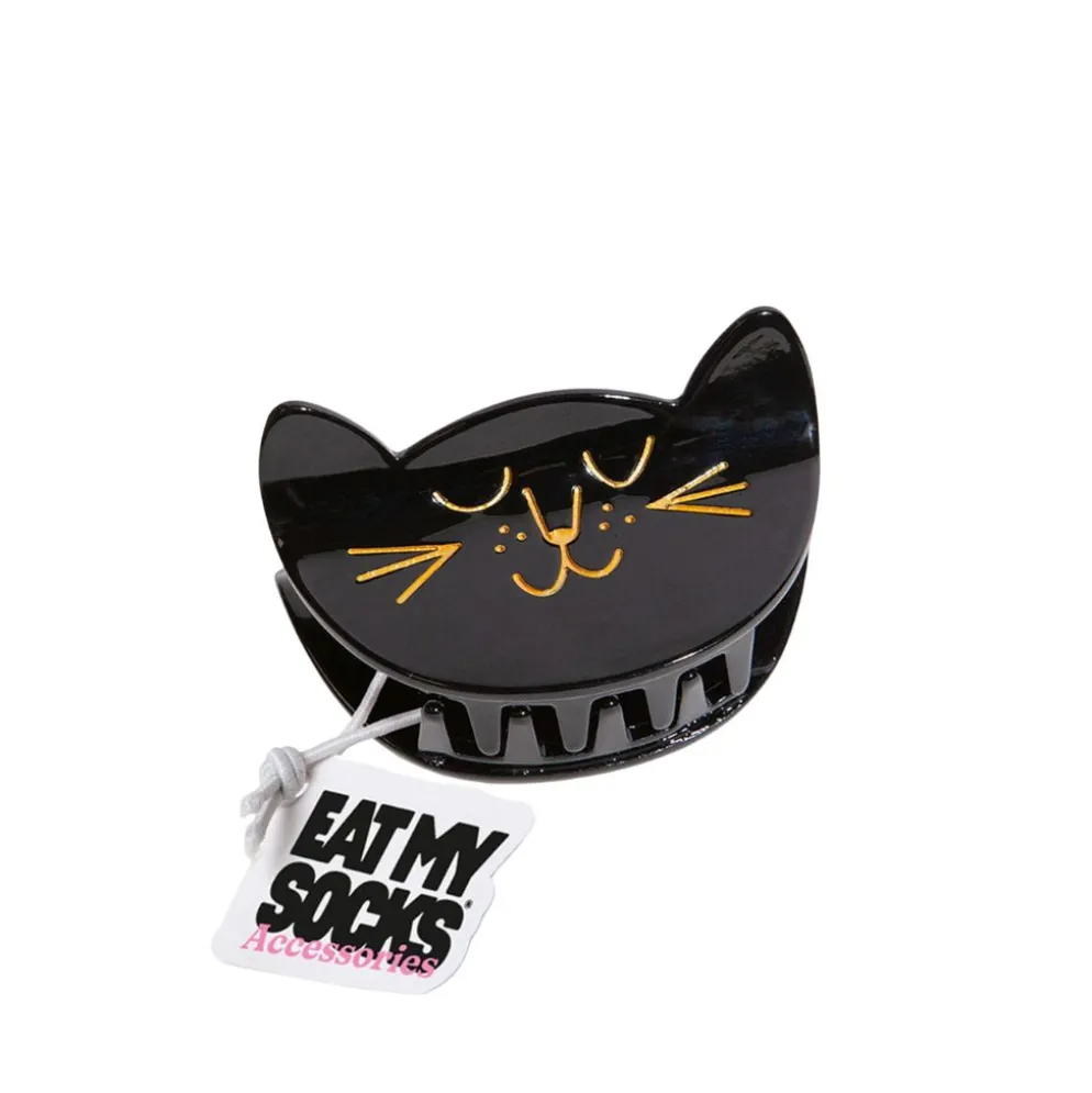 Pince à cheveux noir chat