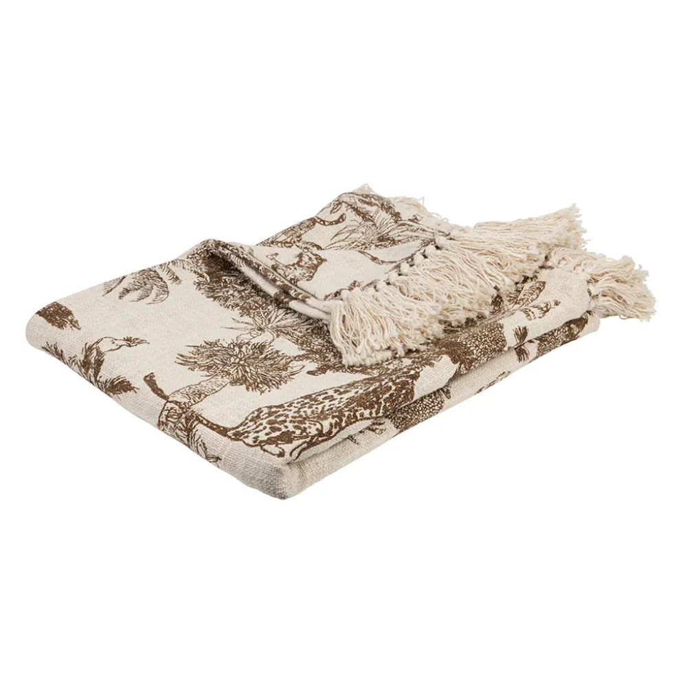 Plaid en coton camel et écru 170x130cm - Mocoa