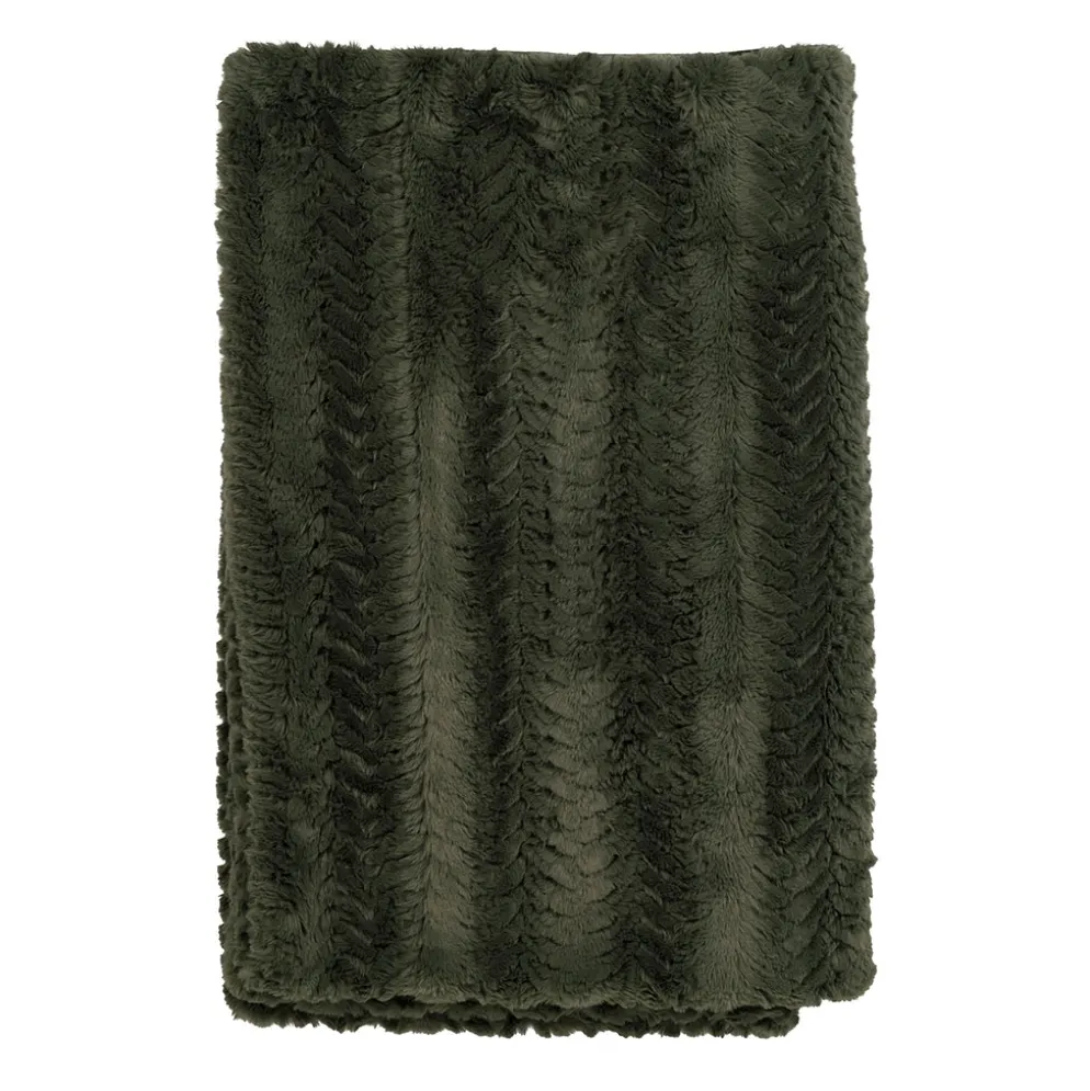 Plaid en tissu kaki 170x130cm - Solene