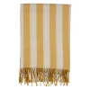 Plaid en tissu rayé jaune et écru 170x130cm - Medi