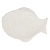 Plat blanc 29.5x21.5cm en faience - poisson