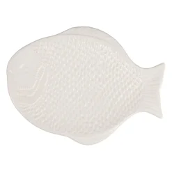 Plat blanc 29.5x21.5cm en faience - poisson