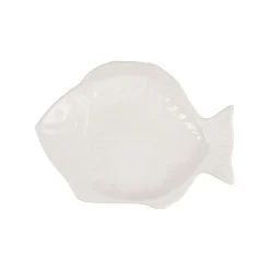 Plat blanc 33.5x25cm en faience - poisson