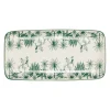 Plat en grès blanc et émeraude 31x16cm - Palmi