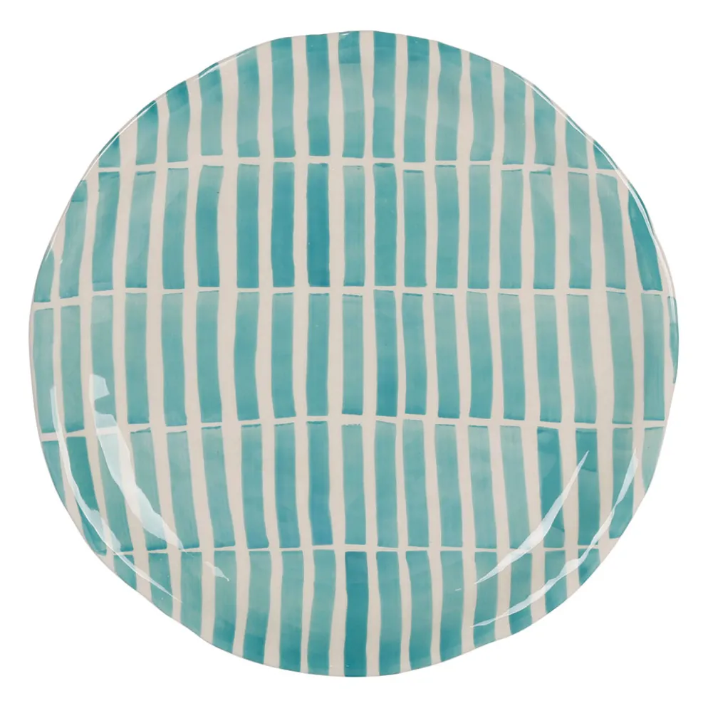 Plat en terre cuite turquoise d33cm - Lisia