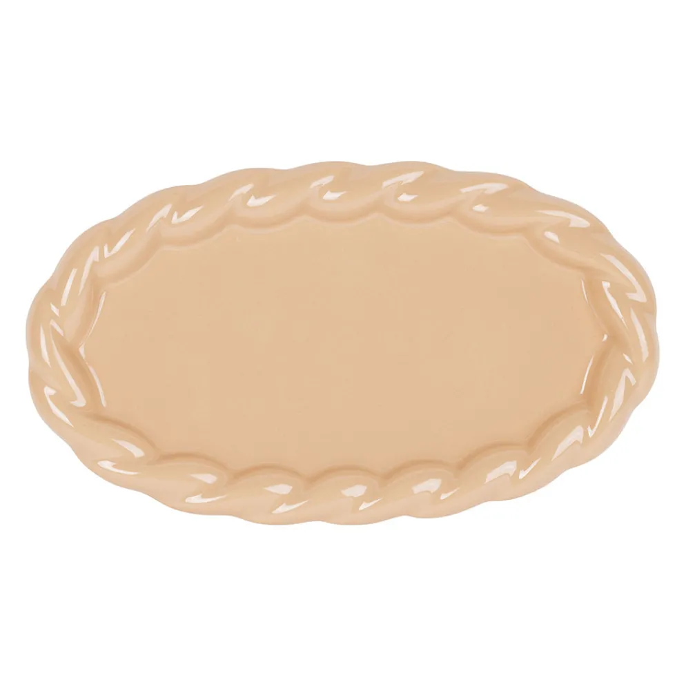 Plat ovale en grès nude 33x19cm - Organic