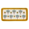 Plat palmiers en grès moutarde et écru 25x12cm - Palmisol