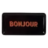 Plateau en fer "Bonjour" brun et rouge 30x15cm - Pop's
