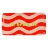 Plateau "La vie est belle" en fer corail et pêche 30x15cm - Solencia