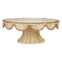 Plateau sur pied en rotin blanc cassé d34cm - Fantine