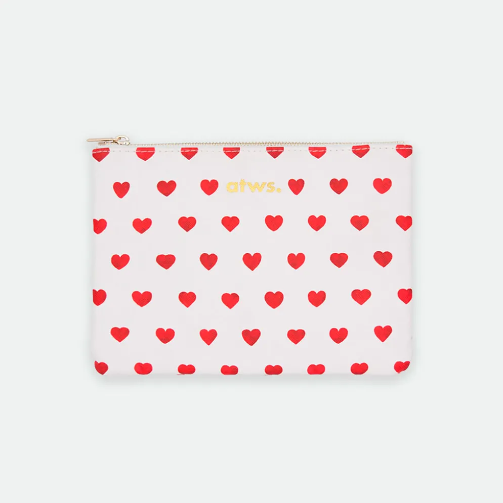 Pochette cœur en tissu rayé blanc et rouge
