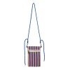 Pochette en coton rayé bleu et violet avec lanière bleue - Plouf&Sun