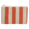 Pochette en coton rayée corail et blanc - Palma