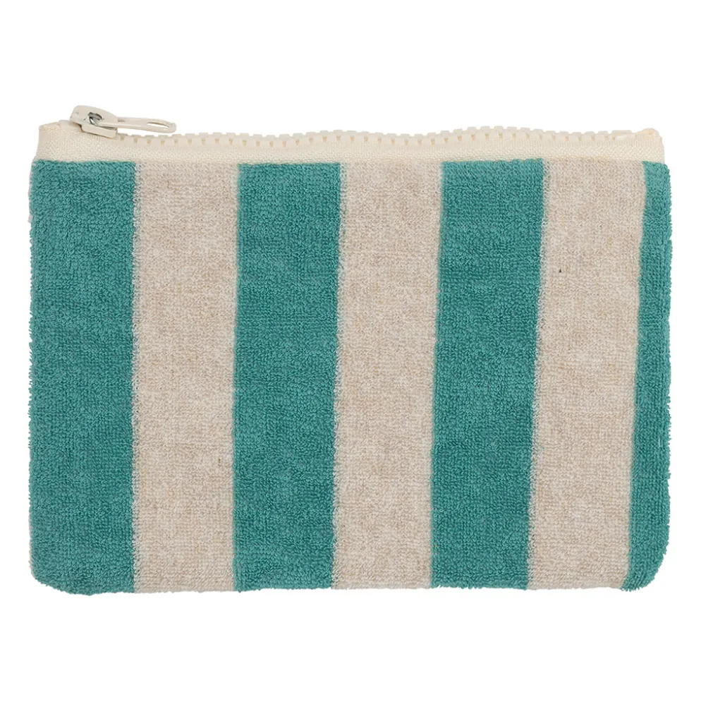 Pochette en coton rayée émeuraude et blanc - Palma