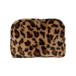 Pochette en fausse fourure léopard beige et brun - Félien