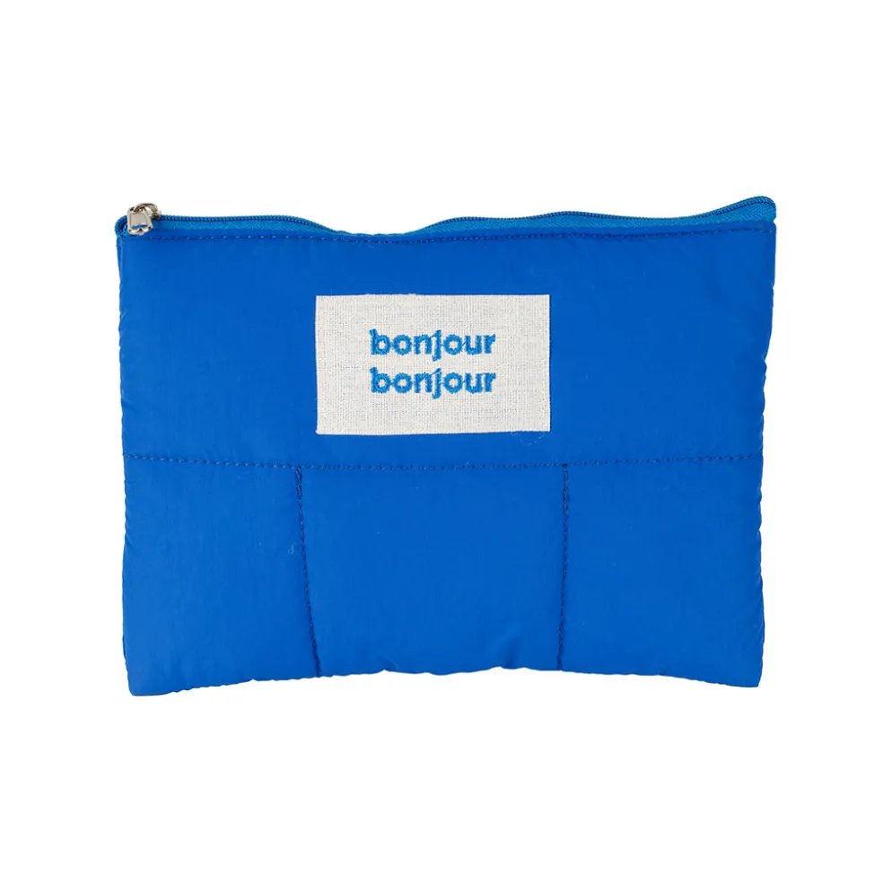 Pochette en tissu matelassé indigo - Quilted