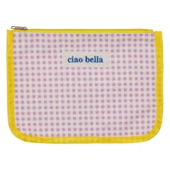 Pochette en tissu mauve et jaune - Plouf&Sun