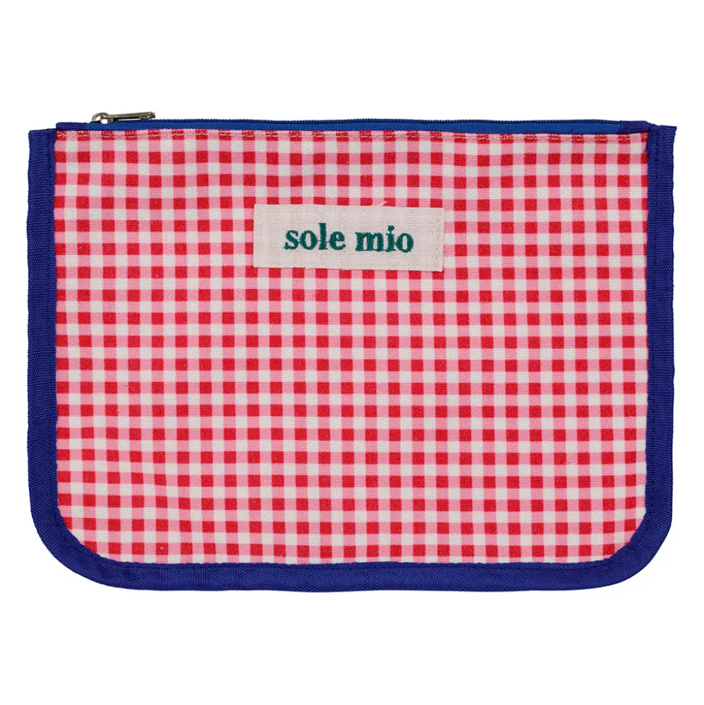 Pochette en tissu rouge et bleu - Plouf&Sun