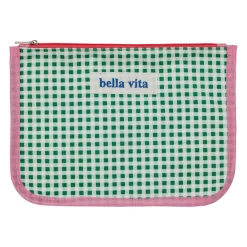 Pochette en tissu vert et rose - Plouf&Sun