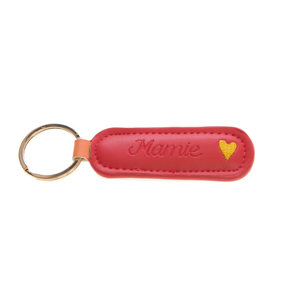 Porte clés "mamie" effet cuir corail - Ella