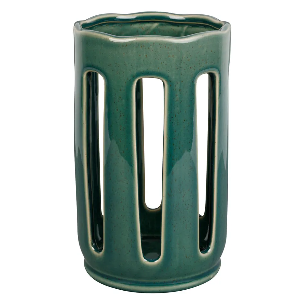 Porte ustensiles en grès émeraude h20cm - Organic